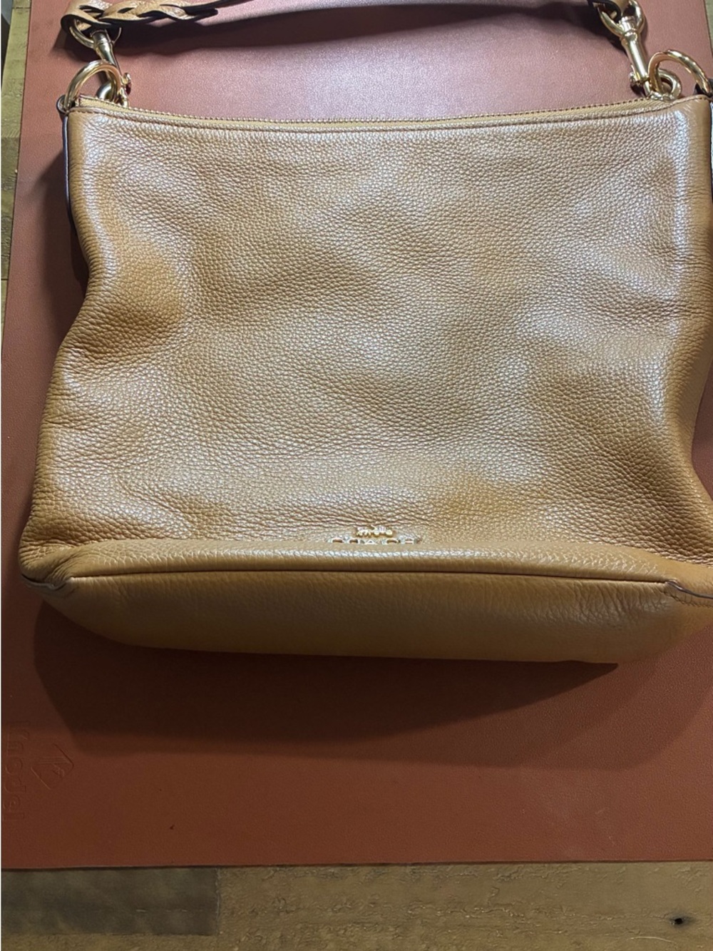 Coach Pebbled Leather Shoulder Bag in Light Brown with Gold Hardware